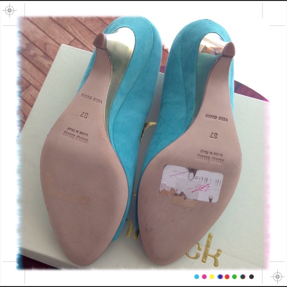 🌹HOST PICK🌹Miu Miu Turq Suede Peeptoe Pumps7 - Picture 4 of 6